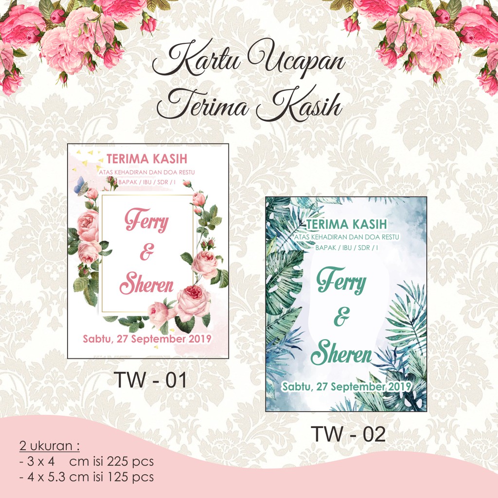  Kartu  ucapan  terima kasih Tq card Tag kupon souvenir 