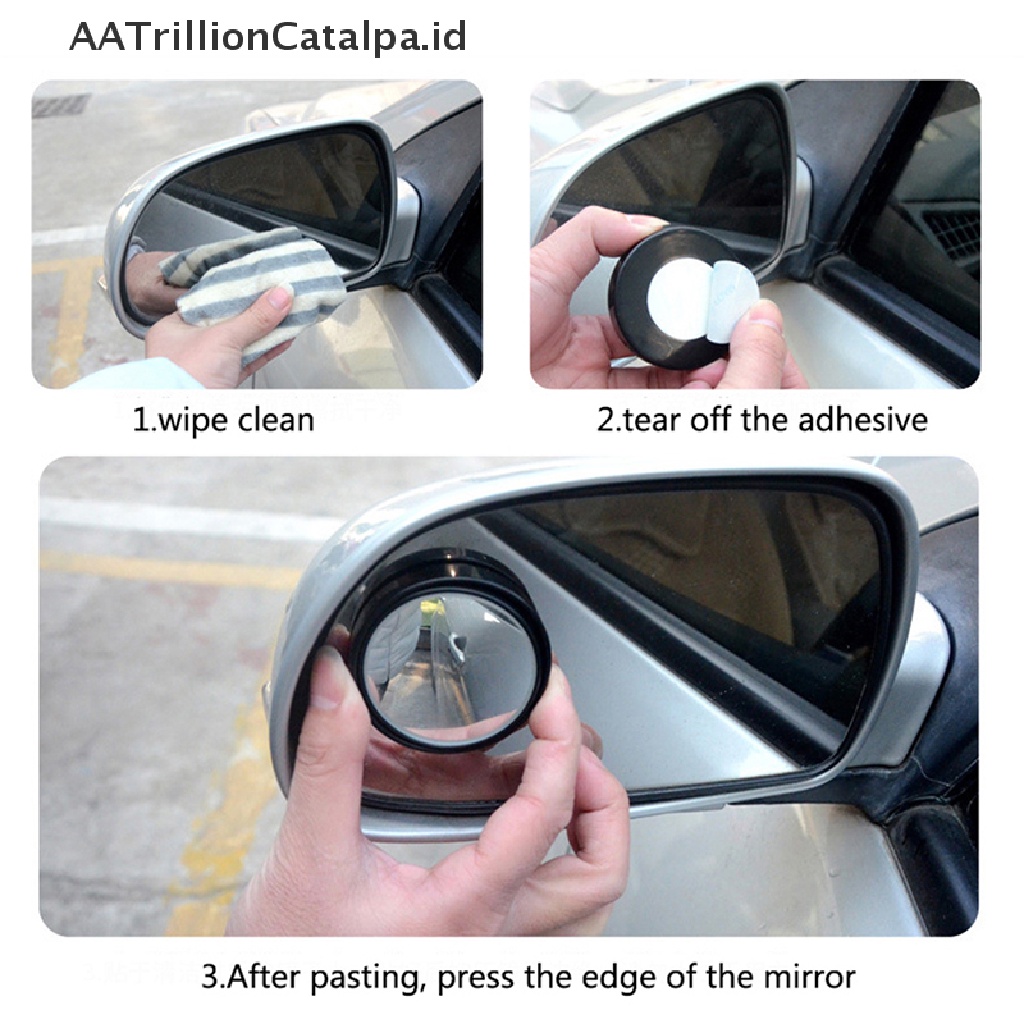 Aatrillioncatalpa 2pcs Kaca Spion Cembung Tambahan Blind Zone Untuk Mobil