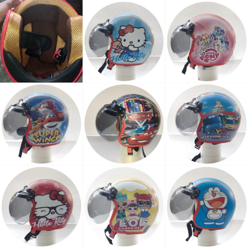 HELM ANAK JUNIOR KARAKTER  USIA( 5-10)TAHUN.PLUS KACA CEMBUNG free box