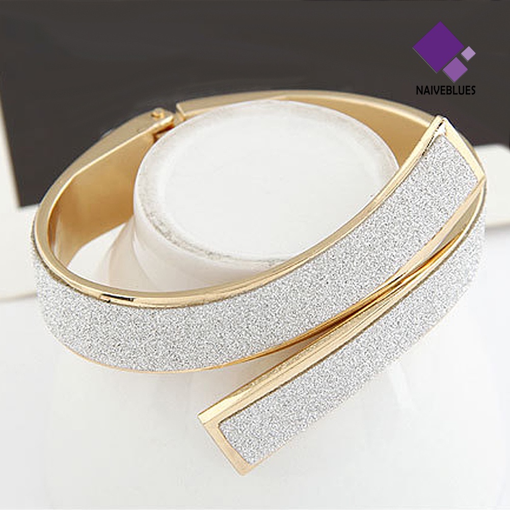 Naiveblue &gt; Gelang Tangan Cuff Fashion Elegan Aksen Glitter Untuk Perhiasan Wanita / Hadiah