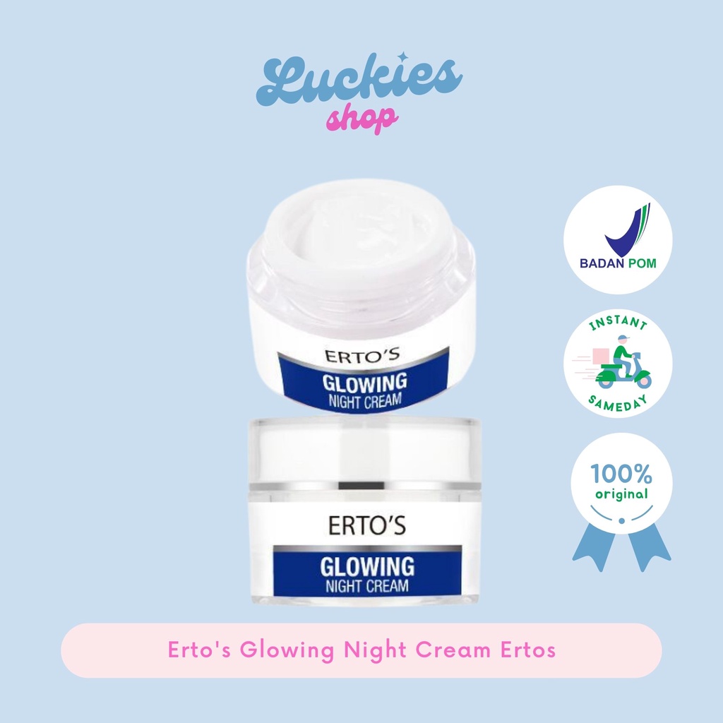 BPOM Erto's Glowing Night Cream Ertos Krim Malam Pencerah Wajah Krim Glowing