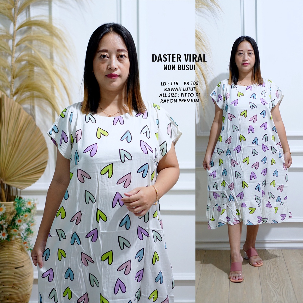 DASTER RUFFLE | DASTER VIRAL MOTIF | DASTER KEKINIAN | DASTER RAYON MURAH BAWAH LUTUT NON BUSUI-8