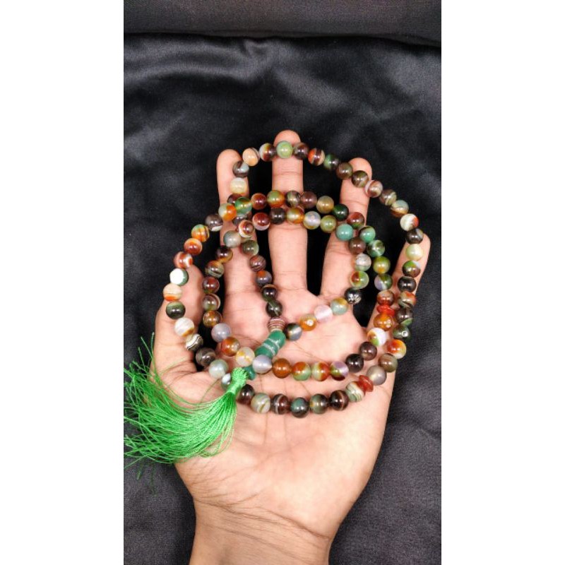 batu tasbih akik pancawarna asli