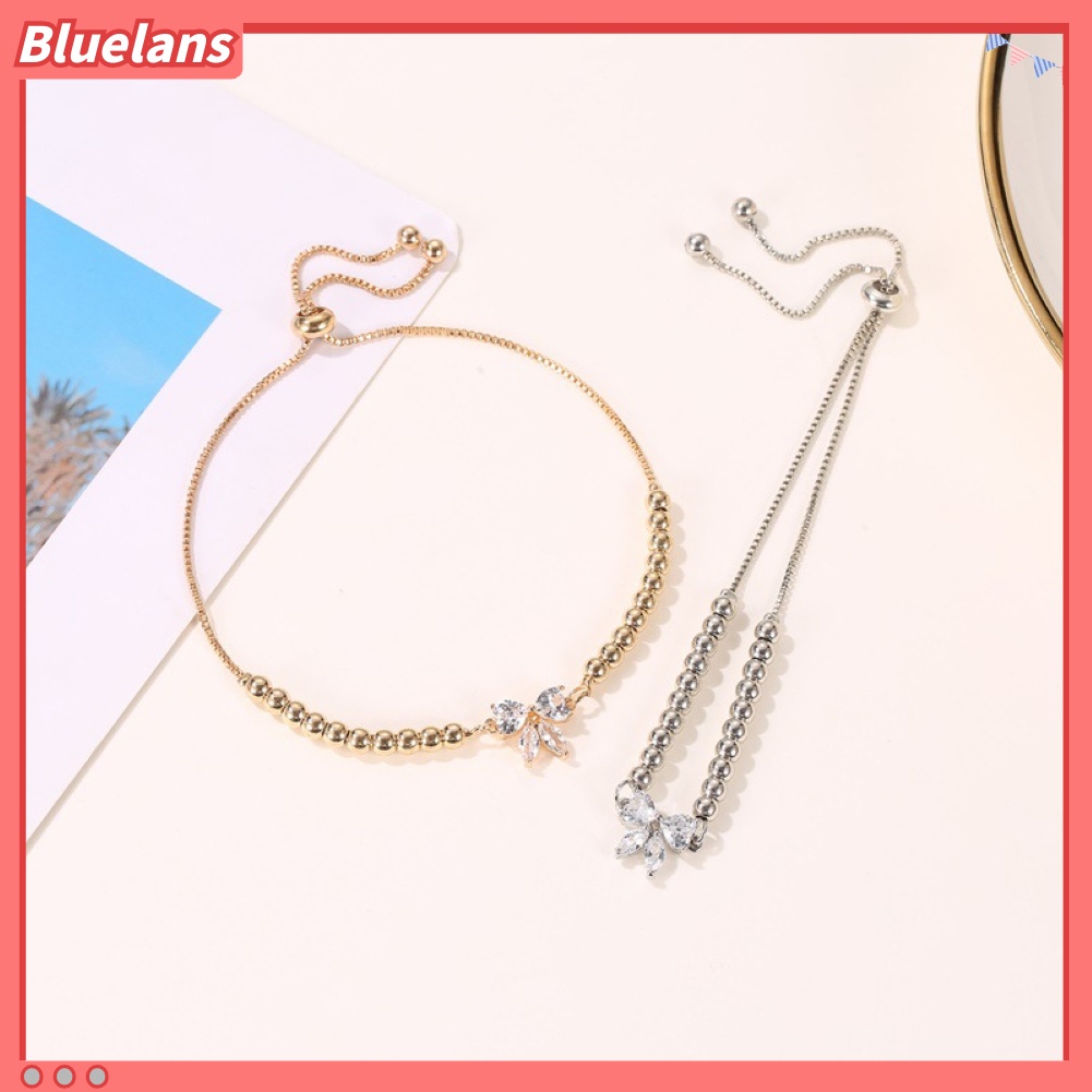 Bluelans Women Fashion Adjustable Cubic Zirconia Bow-Knot Design Bracelet Jewelry Gift