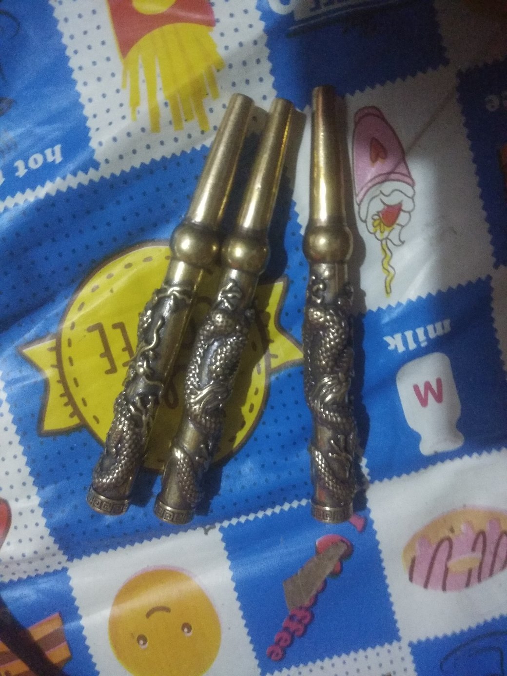 Pipa Rokok Bulat Retro Motif Ukiran Naga Bahan Kuningan Murni
