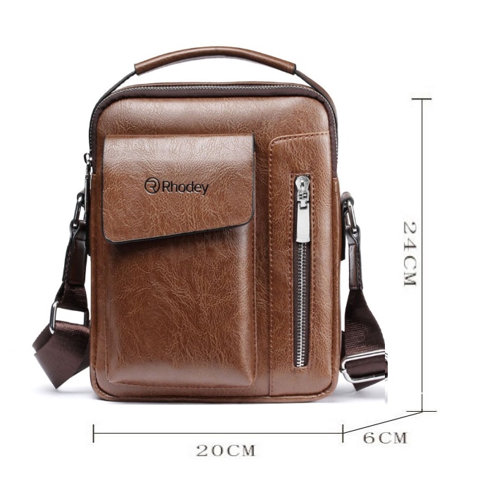 Rhodey Tas Selempang Pria Messenger Bag PU Leather - 8602 - Brown