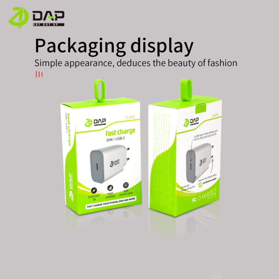Charger USB C DAP D-AP6 Adaptor Charger Type C Fast Charging 3A 20W