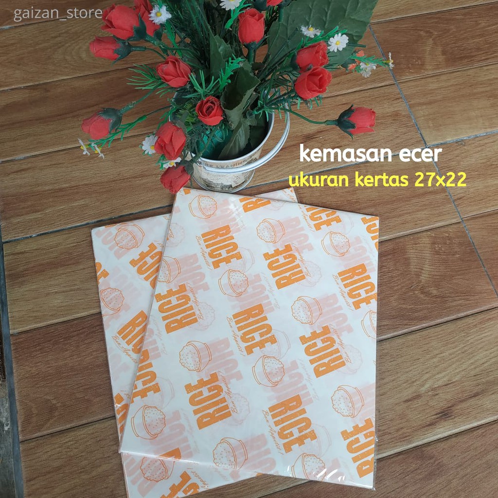 

Kertas nasi kfc logo rice KUNING 27 x 22 kemasan 100 lbr paper wrap food grade laminasi