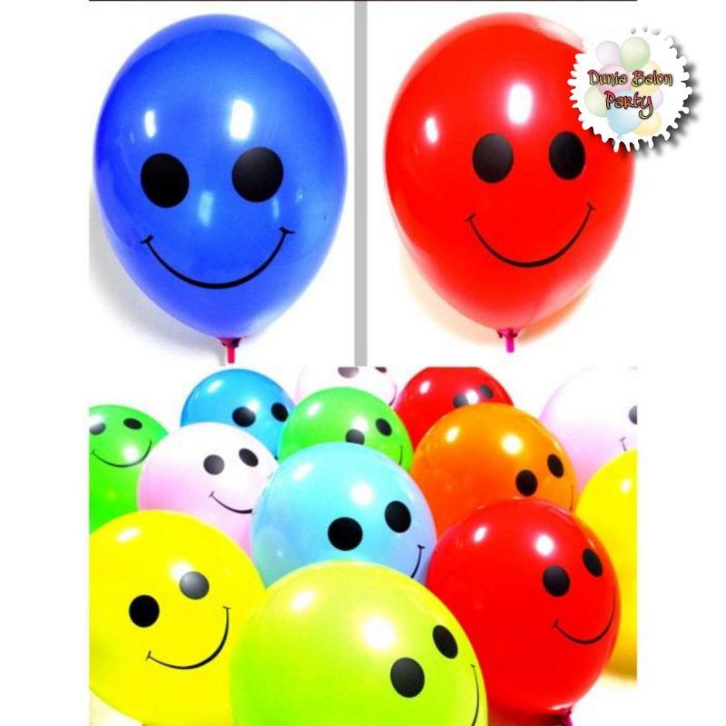 Balon Latex Doff Smile / Latex Smile Mix Warna 12 Inch Perpack Isi 100