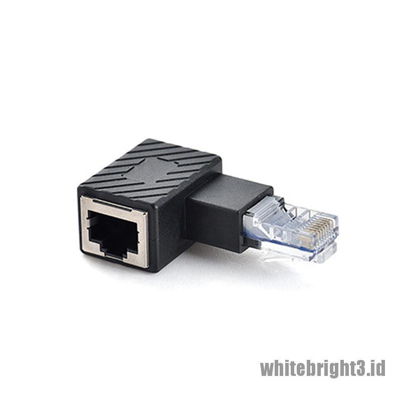 &lt; White3 &gt; Adapter RJ45 Male Ke Female Sudut Kanan / Kiri 90 Derajat 270 Derajat