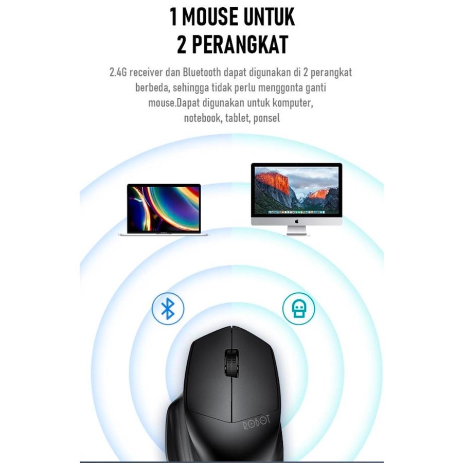 MOUSE ROBOT M350 MULTIDEVICE BLUETOOTH DAN WIRELLES 2.4GHZ