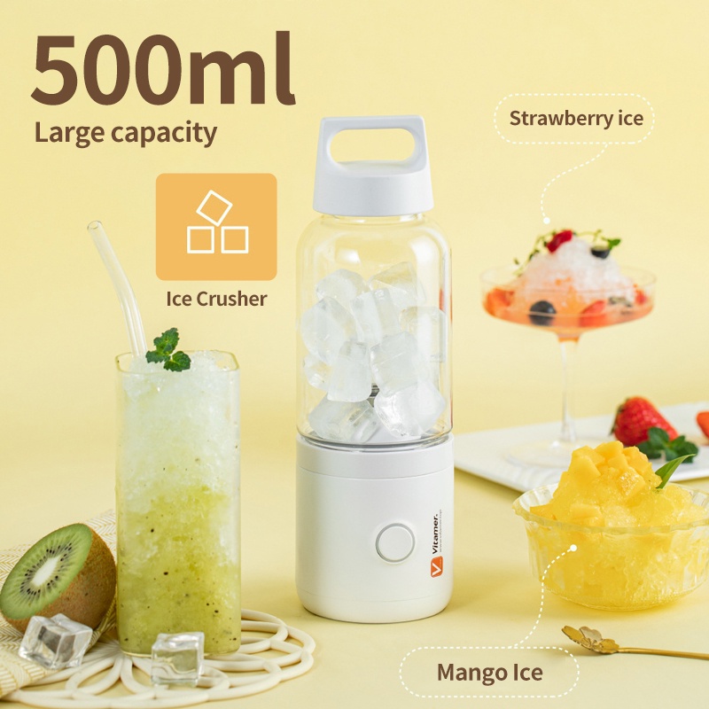 ORIGINAL 100% 500ML Vitamer Blender Portable Fruit Juicer Ice Crusher USB Charging