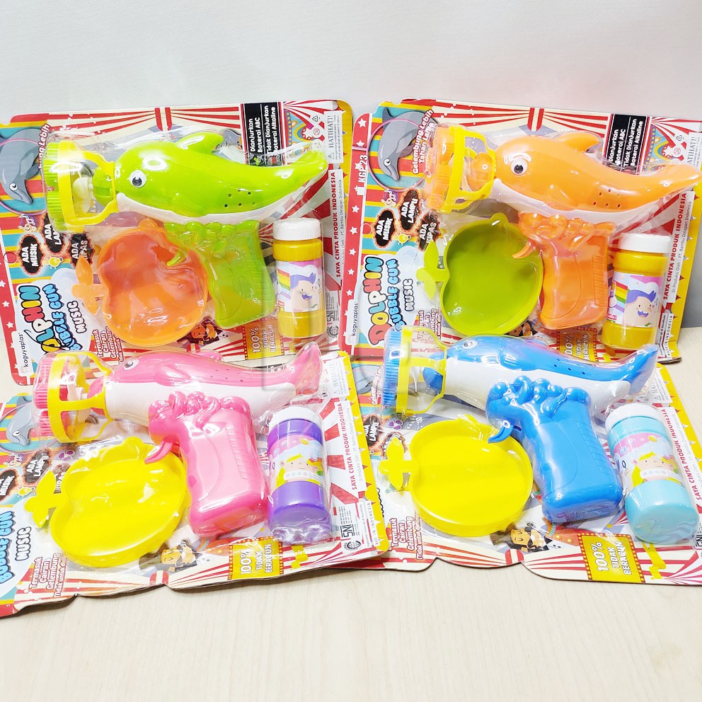 Bubble Gun Dolphin Mainan Tembak Gelembung Lubang Sabun Lumba Baterai