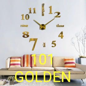 Jam Dinding Besar DIY 3D Giant Diameter 80-130cm Tempel Huruf Hiasan Angka Jumbo Raksasa Unik Aesthetic Minimalis-101 GOLDEN JUMBO