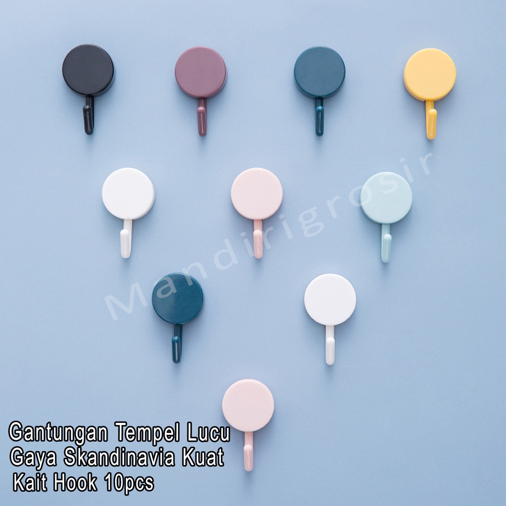 Gantungan Tempel Lucu *Kait Hook * Gantungan Polos&amp;Bermotif * 10pcs