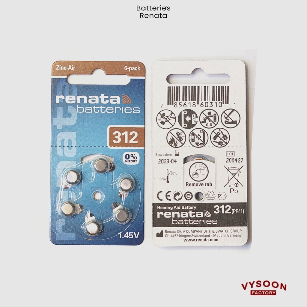 Hearing Aid Battery Baterai Alat Bantu Dengar Renata 312 ZA312 ZA 312