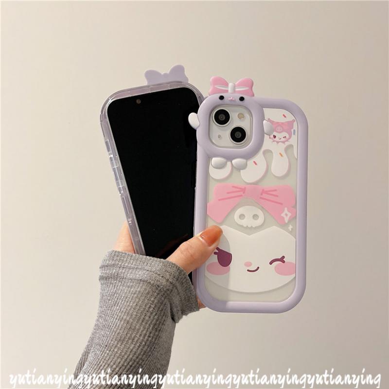 Soft Case TPU Motif Kartun Pita Pink Untuk IPhone 12 11 13 14 Pro MAX XR 7 8 6 6S 14 Plus XS MAX X SE 2020