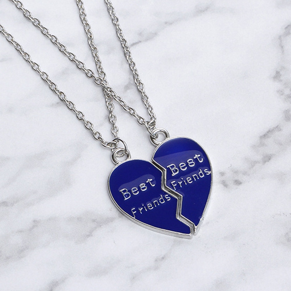 Hu Hu Hu Hu Hu Alat Bantu Pasang Kacamata♡ 2pcs / Set Kalung Rantai Dengan Liontin Hati Motif Tulisan Best Friend Untuk Wanita
