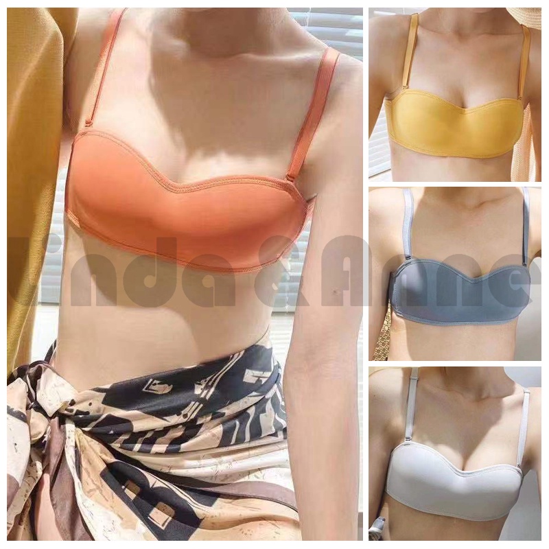 Bra Seamless Half Cup Tanpa Kawat Feminim Gaya Korea Untuk Wanita