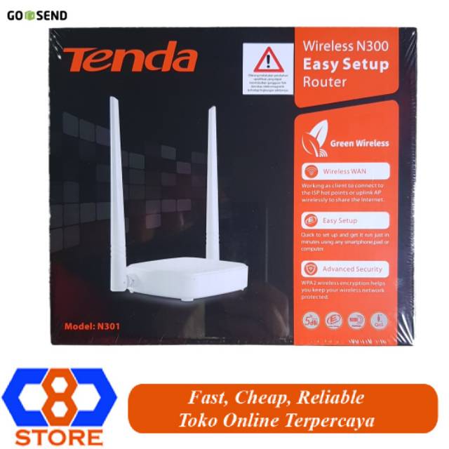 TENDA N301 WIRELESS ROUTER TENDA N301 300MBPS 2 ANTENA GARANSI RESMI