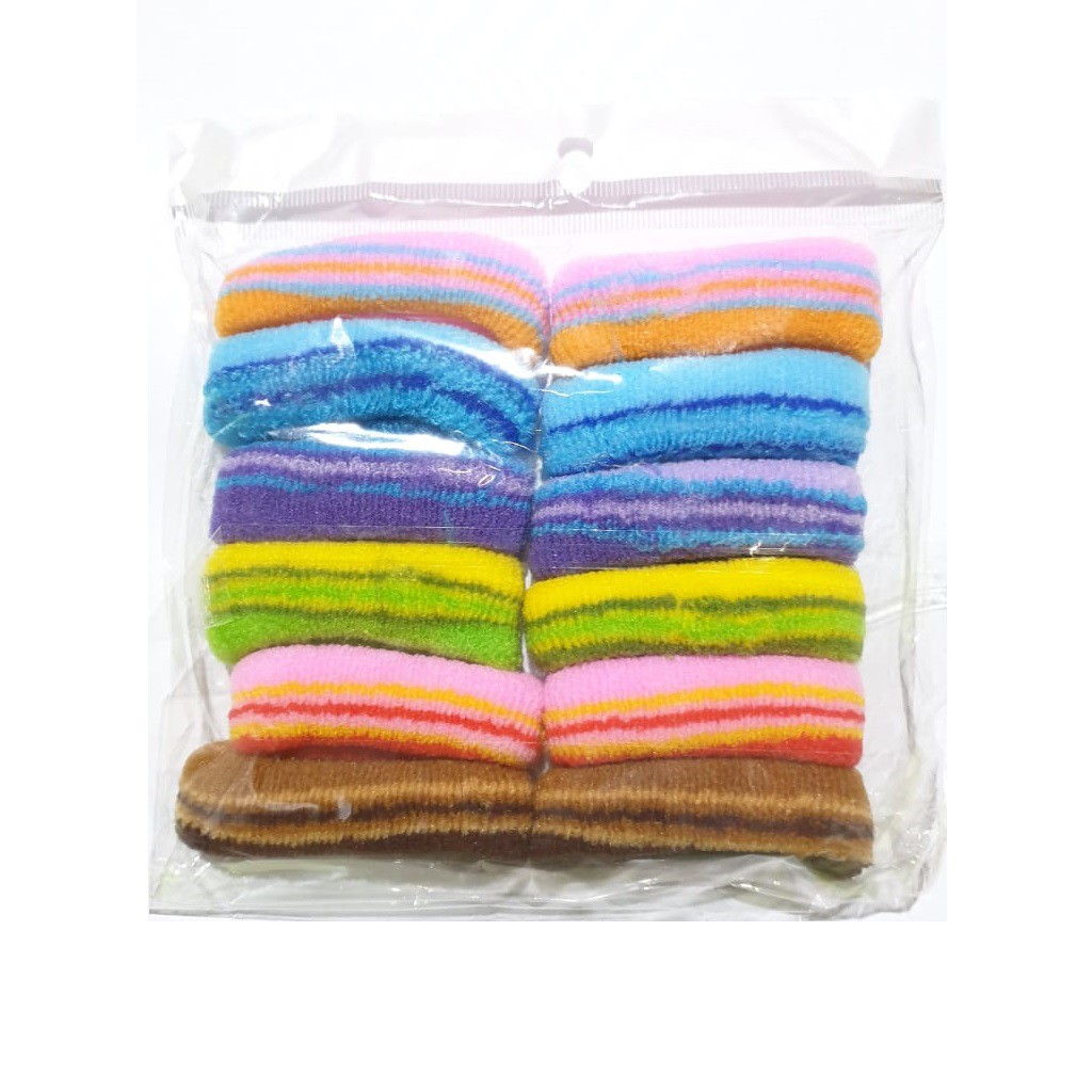 Ikat Rambut Donat Kilap Rajut Tebal Bahan Nylon Kunciran Ponytail Karet Rambut Sporty Warna Warni-IR Donat-Salur