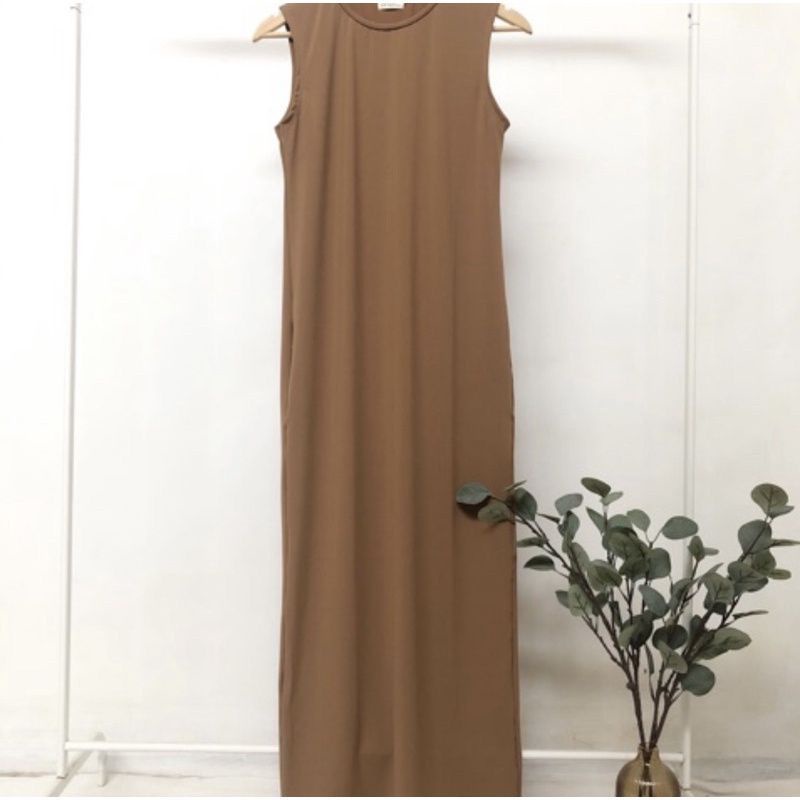 Span Inner Dress Inner Span INNER DRESS [SLEEVELESS] Bisa Buat Bumil |  SINGLET DALEMAN GAMIS MUSLIM ￼Inner Gamis / Daleman Gamis Hitam Polos Bahan Jersey