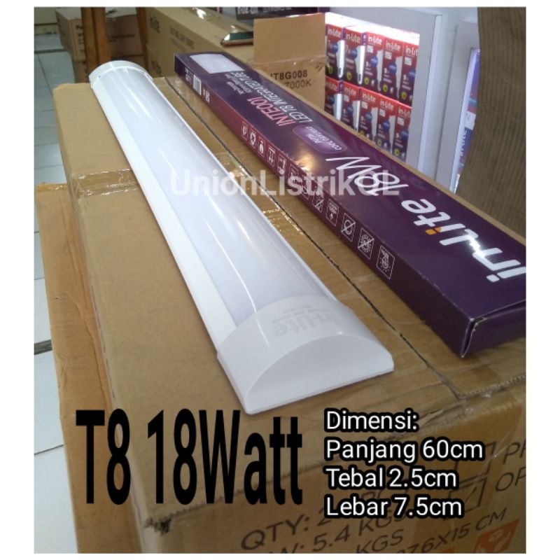 Lampu TL T8 18w Putih CDL 60cm Dome Inlite 001