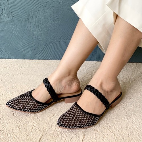 Shella mules - Sendal hak tahu brukat - heels wanita