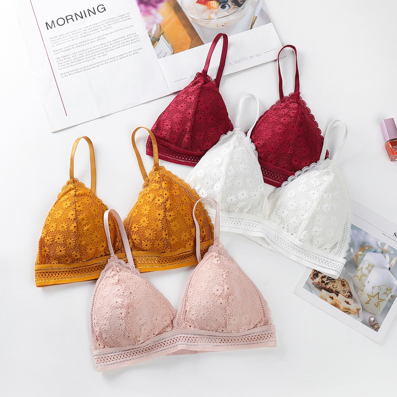 ❀ Chingu ❀ PW095 COD Bra Busa Wanita Bahan Lace Lembut Cantik Seksi Tanpa Kawat BH Import Surabaya