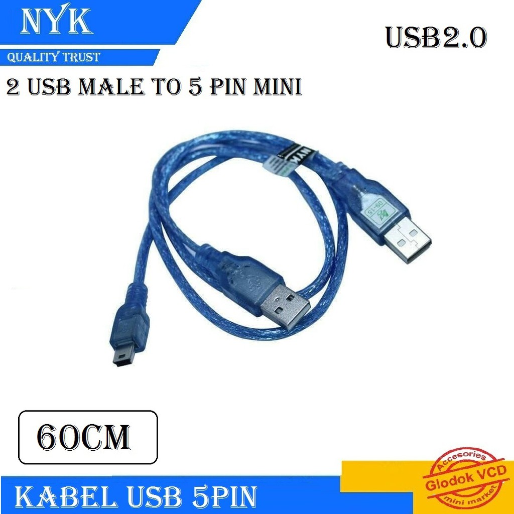 NYK Kabel 2 USB to 5 Pin Mini