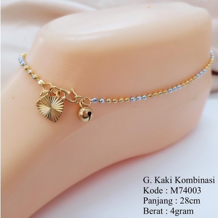 Gelang Kaki Wanita titanium Motif Biji Lada Mainan Love dan Lonceng