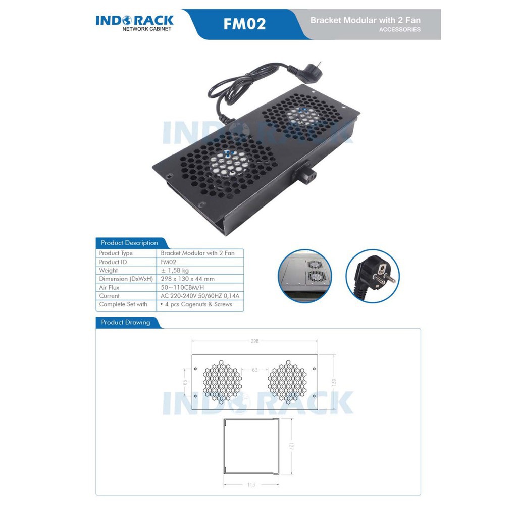 Indorack Bracket Modular with 2 Fan