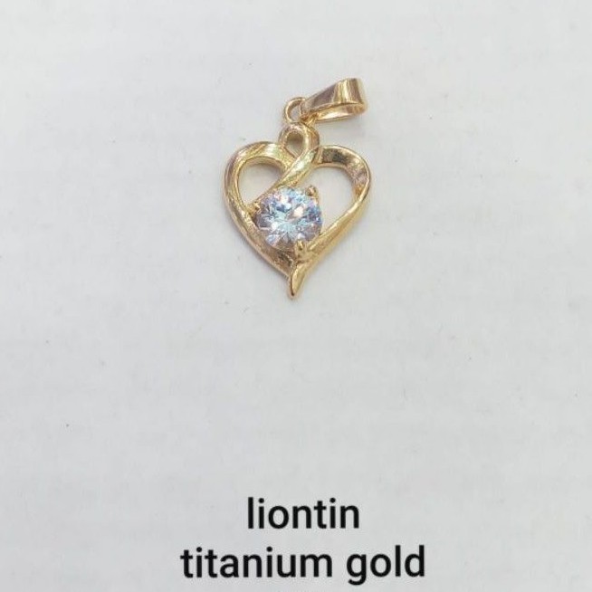 Liontin titanium motif love permata cantik