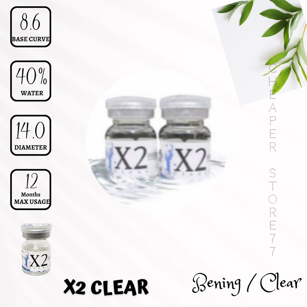 SOFTLENS X2 CLEAR 1 TAHUN ( BENING ) 0.50 SD 4.50 | HARGA PERBOTOL | SEPASANG WAJIB BELI 2 BOTOL