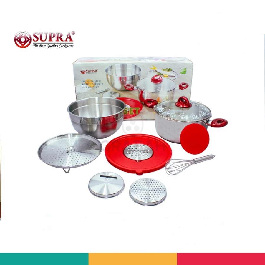 SUPRA Cookware Unique Set 10 Pcs | Mixing Bowl Parutan Stainless