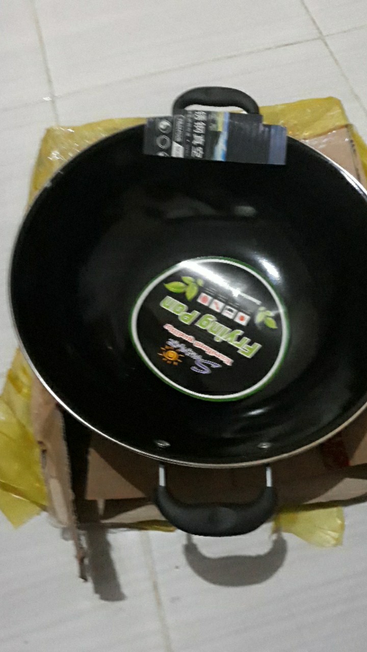 Gb031 Wajan Anti Lengket Enamel Double Ear Penggorengan Kuali Hitam Anti Lengket 34 Cm Kuali Masak