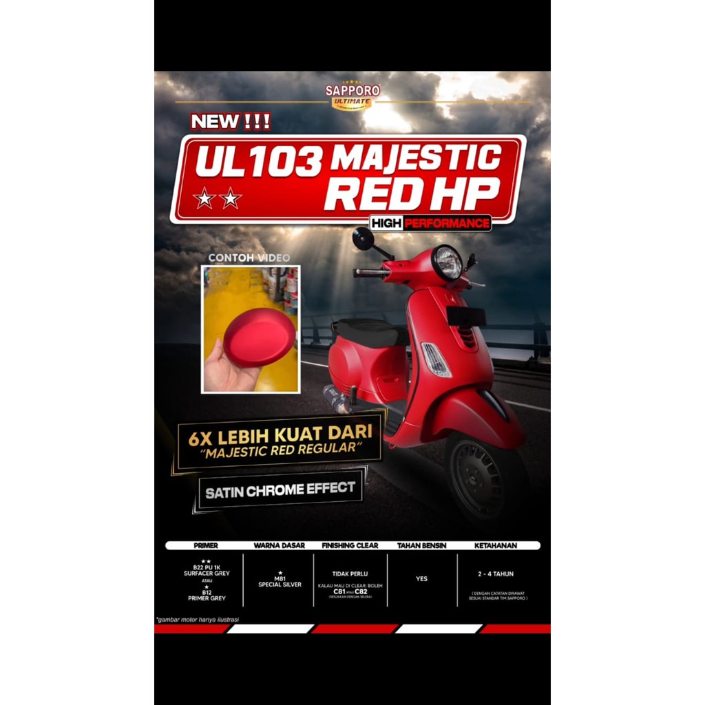 Pilok Sapporo Ultimate MERAH DOFF MAJESTIC RED HP ULT103 400ML