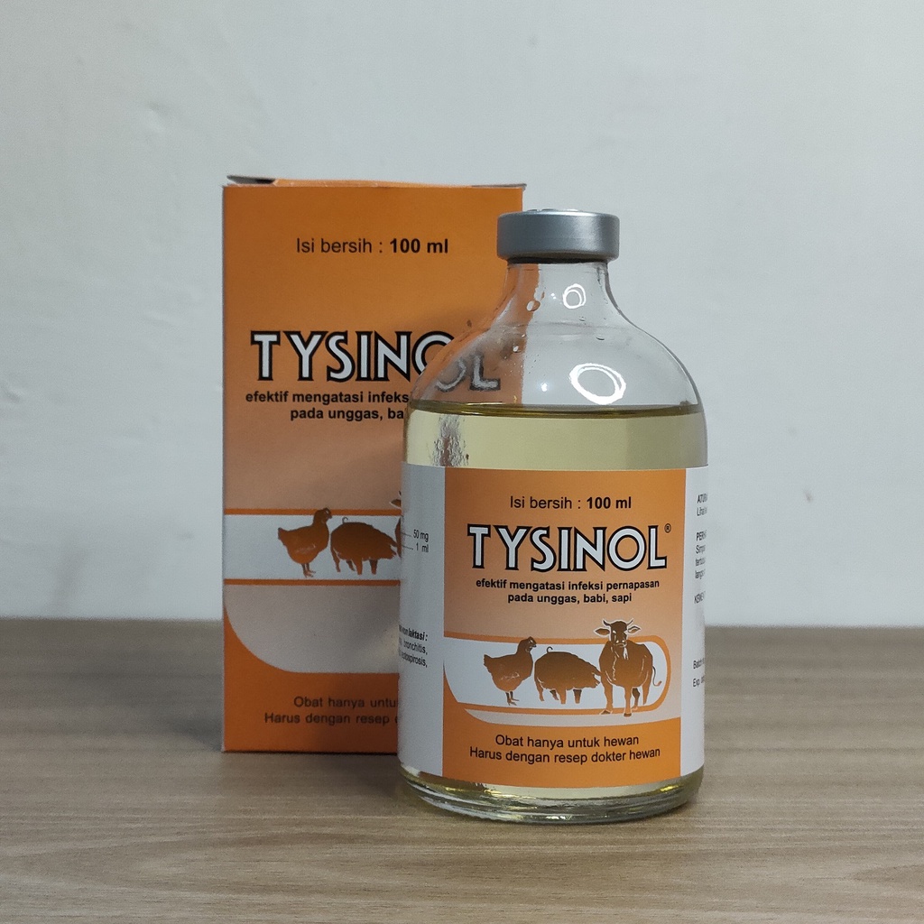 TYSINOL 100ml Medion Antibiotik Pernapasan Penyakit Hewan Ternak Sapi Kambing Domba Babi Unggas Ayam Bebek Kerbau Kelinci