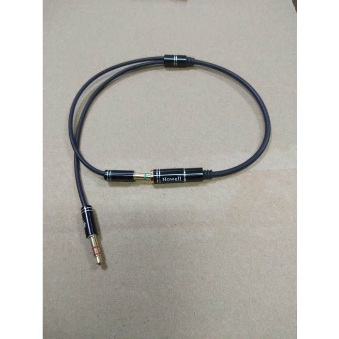 Howell Kabel Splitter Aux 3.5mm 1Female to 2Male audio + mic