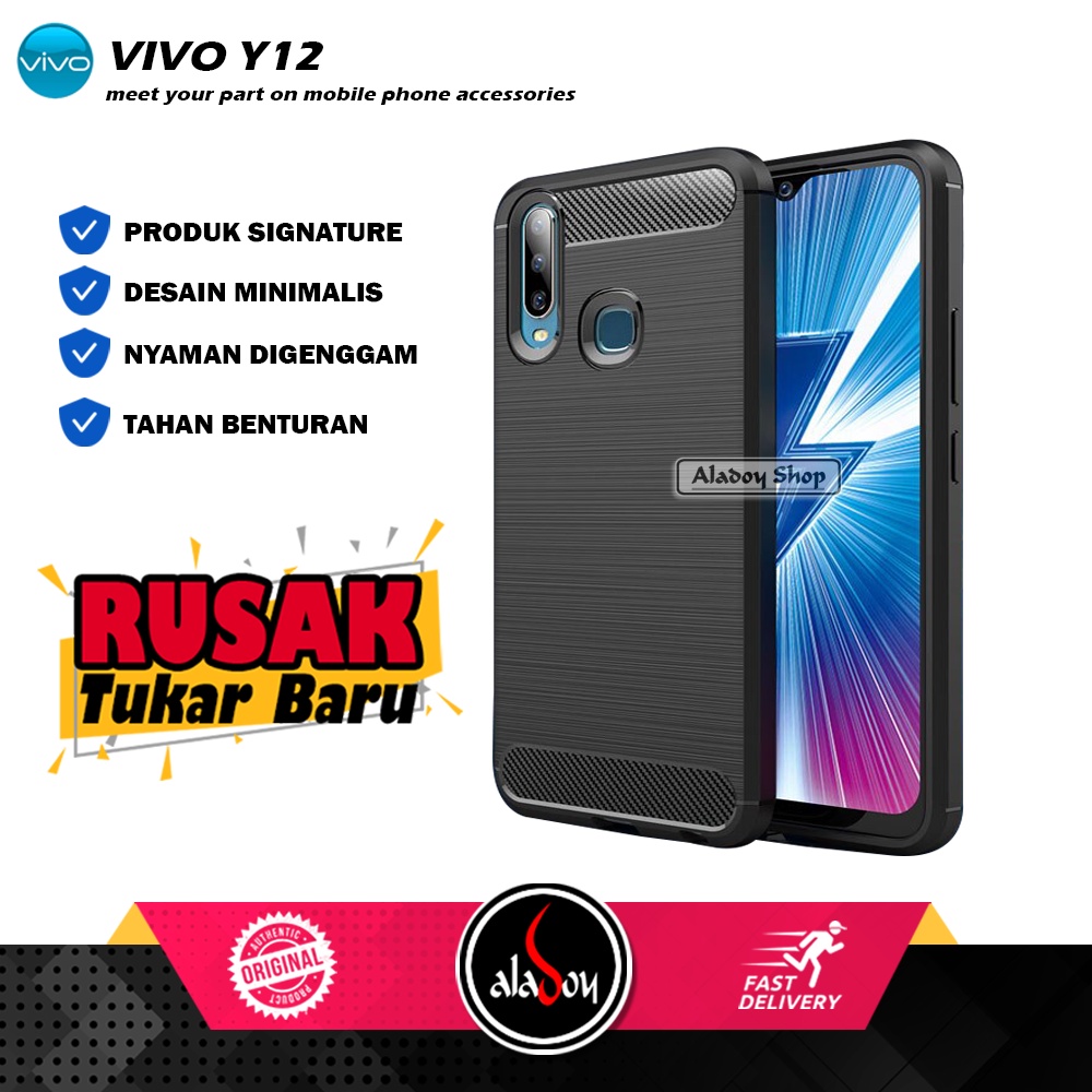 Case VIVO Y12 Ultra Slim Carbon Premium Softcase