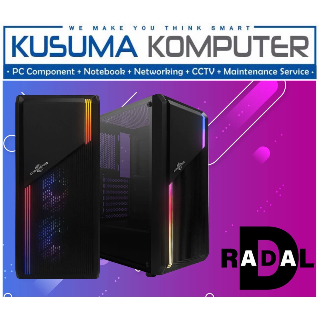 Cube Gaming Radal + 2 Fan RGB Casing PC Gaming