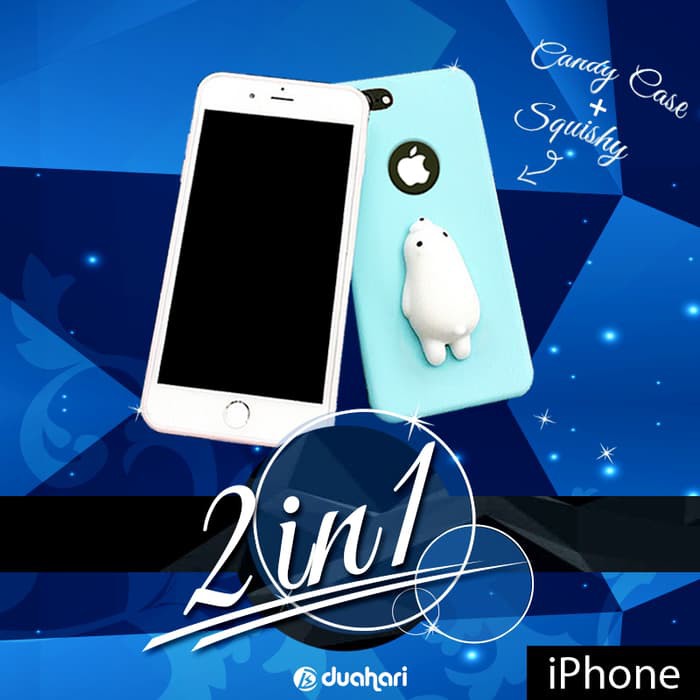 2in1 SQUISHY + Case iphone Casing iPhone 5 / 6 / 6 plus / 7 / 7 plus - Hitam