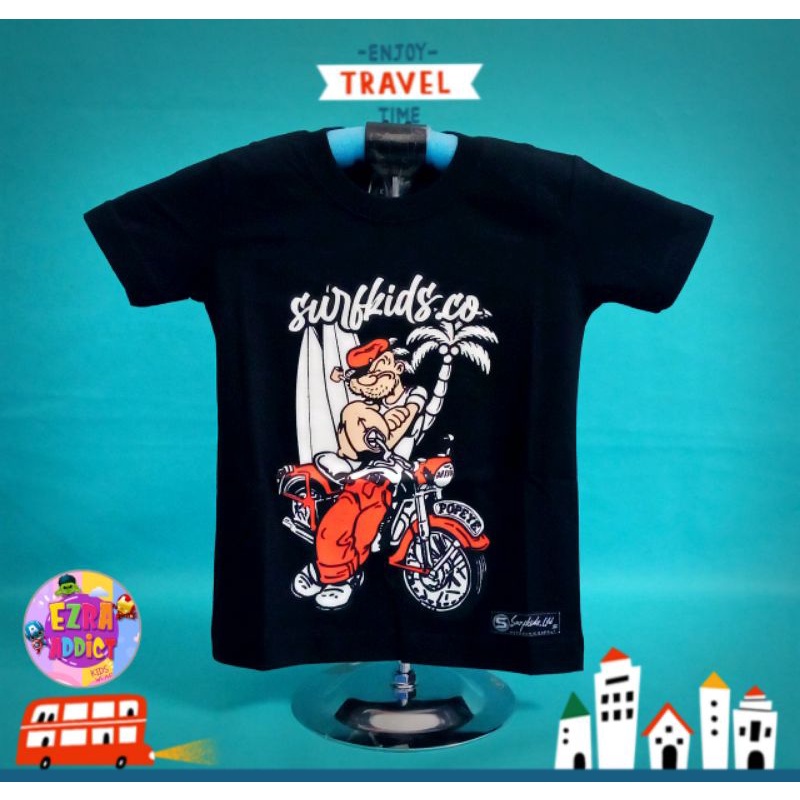 ORIGINAL Surfkids - Umur 1 2 3 4 5 6 7 8 tahun - Baju Distro Anak - Surfkids Hitam - Kaos Distro Ana