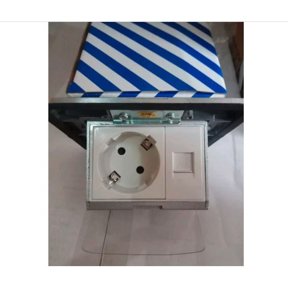 Stop Kontak Lantai Arde + Data (RJ45) Bosecom / Floor Outlet / Tanam / Stopkontak Bosecom Arde+RJ45