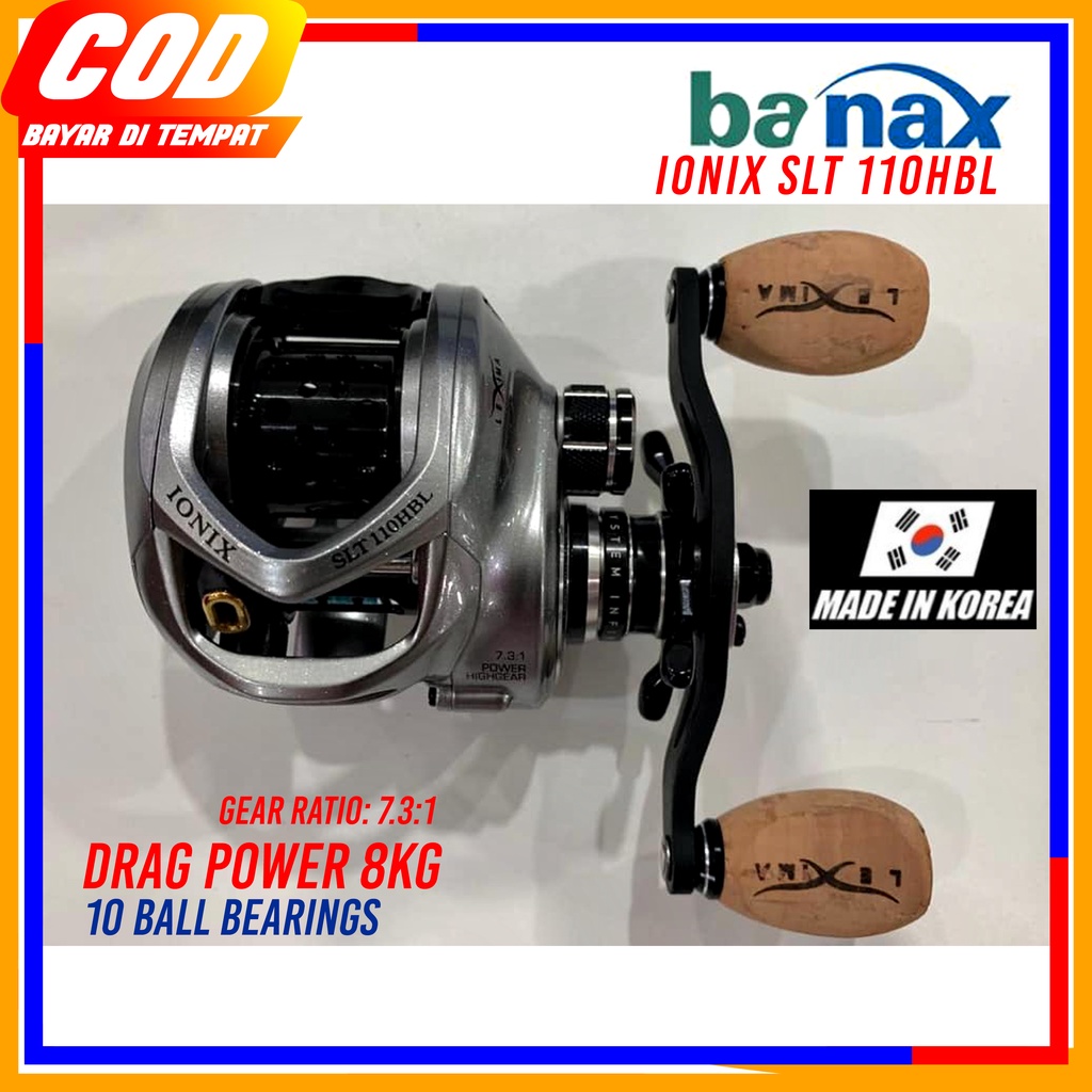 BANAX IONIX SLT 110HBL BFS REEL  MADE IN KOREA PANCING BAITCASTING BC MAX DRAG 8KG DRAG CLICK SOUND 