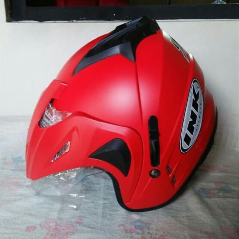HELM INK  DOBLE VISOR KUALITAS TERBAIK DARI YG LAIN ORIGINAL FNK TERMURAH-Jp8 Merah Doff
