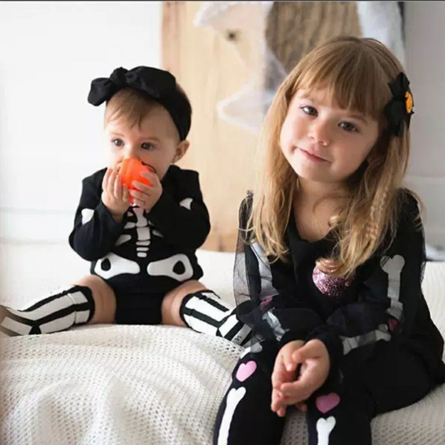 Skeleton baby romper baby halloween costume kostum tengkorak bayi