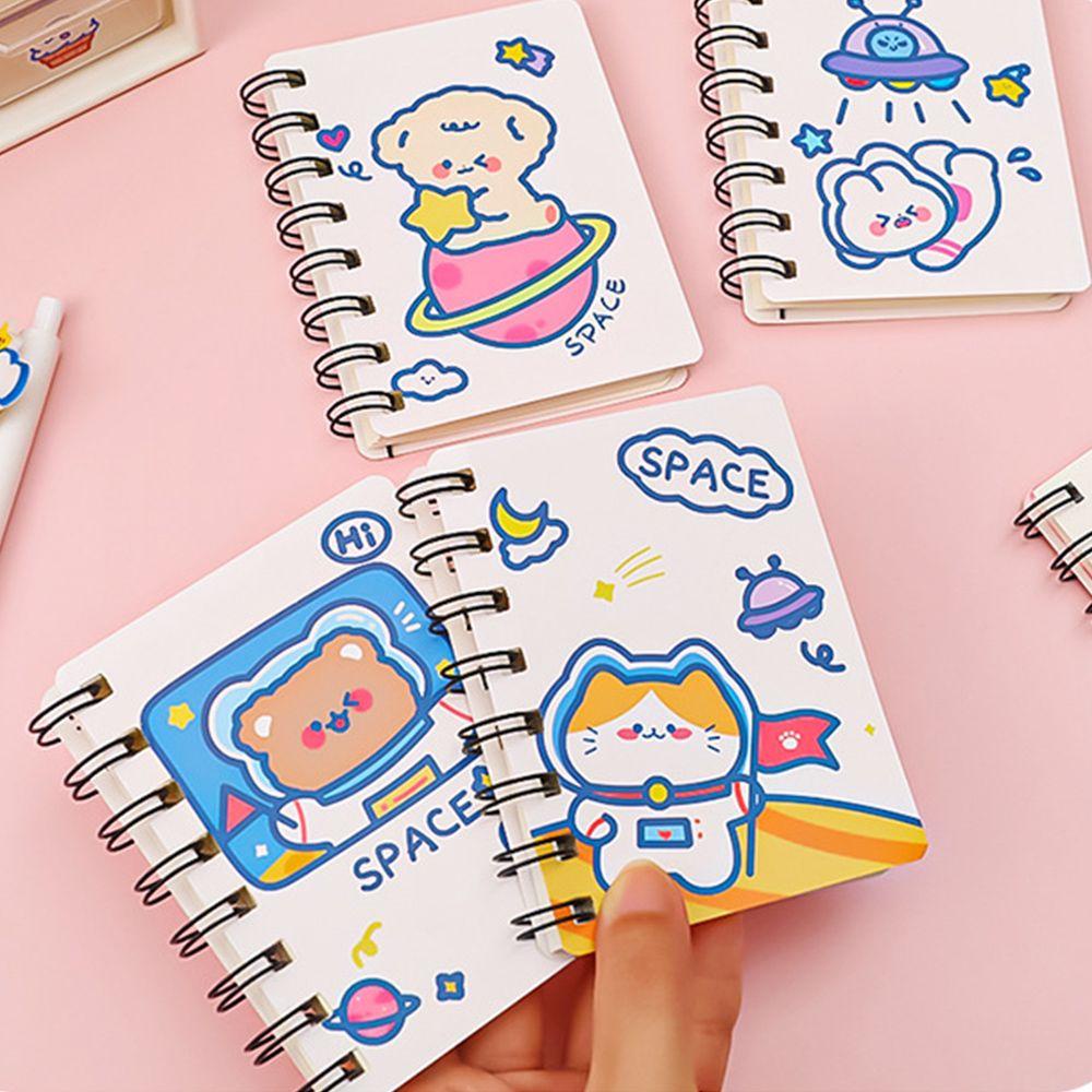 Lanfy Astronot A7 Notebook Portable Kawaii Sekolah Kantor Supply Mini Pocket Book Stationery Diary Buku Kartun Coil Notebook