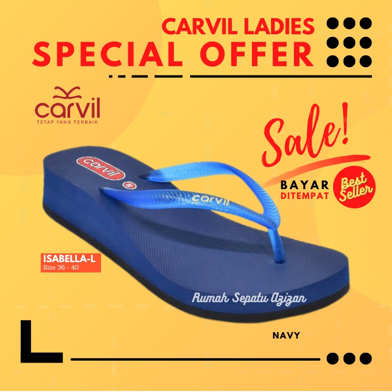 Sandal Jepit Carvil Isabella model Wedges Wanita | Original By Carvil