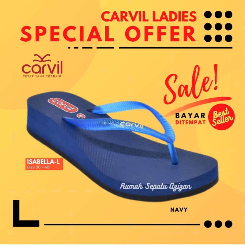 Sandal Jepit Carvil Isabella model Wedges Wanita | Original By Carvil